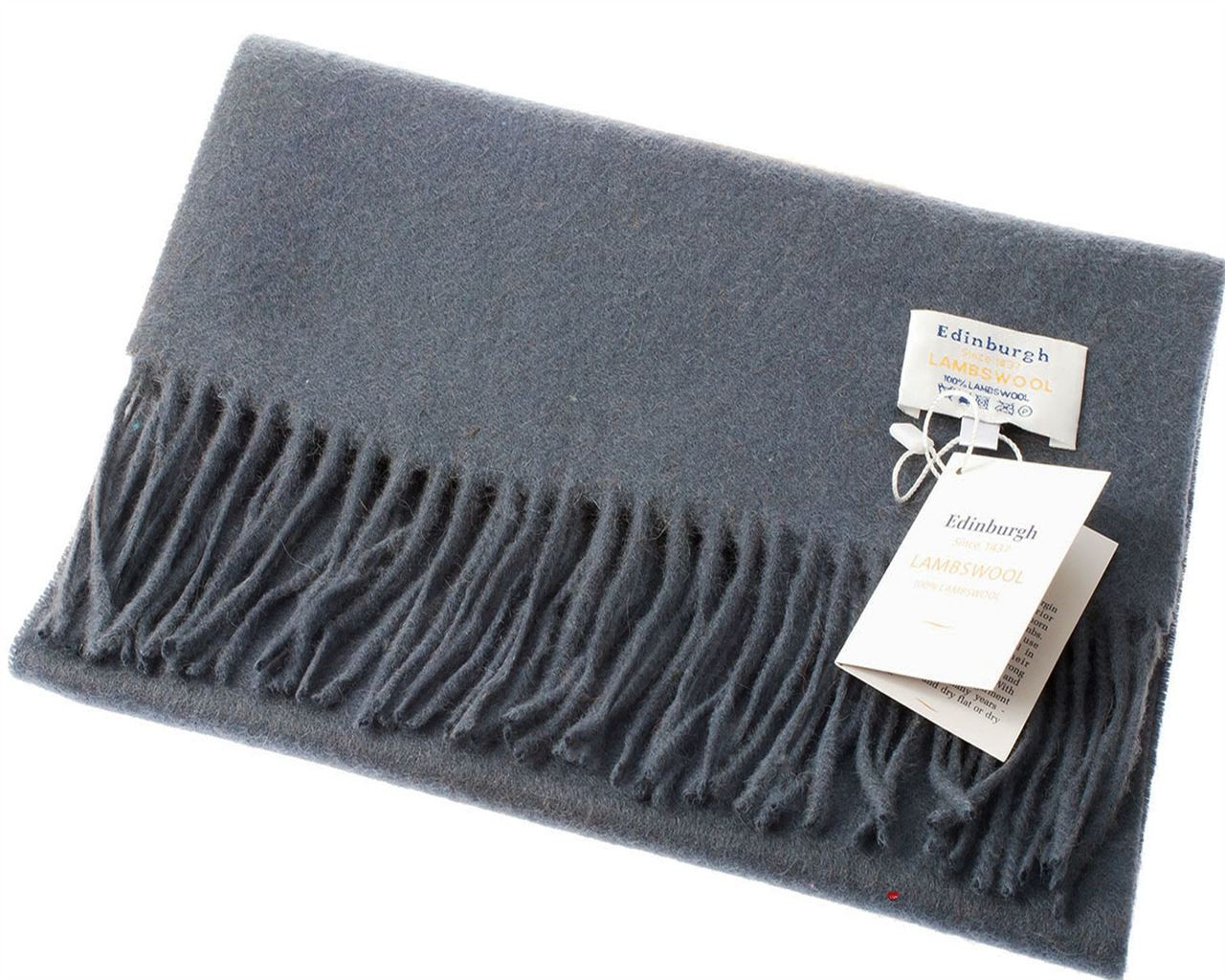 Unisex Lambswool Scarf In Grey Tartan Design 30cm Wide