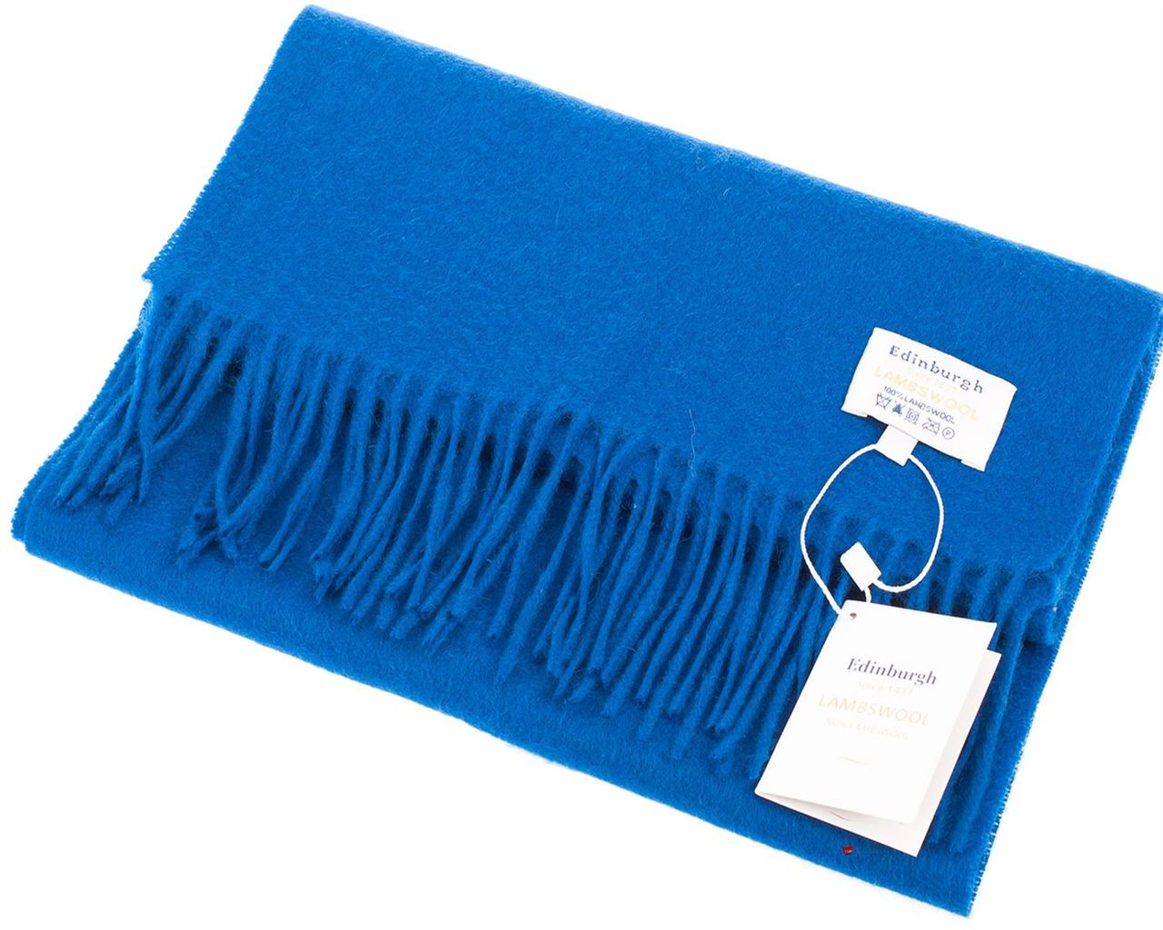 Unisex Lambswool Scarf In Peacock Blue Tartan Design 30cm Wide