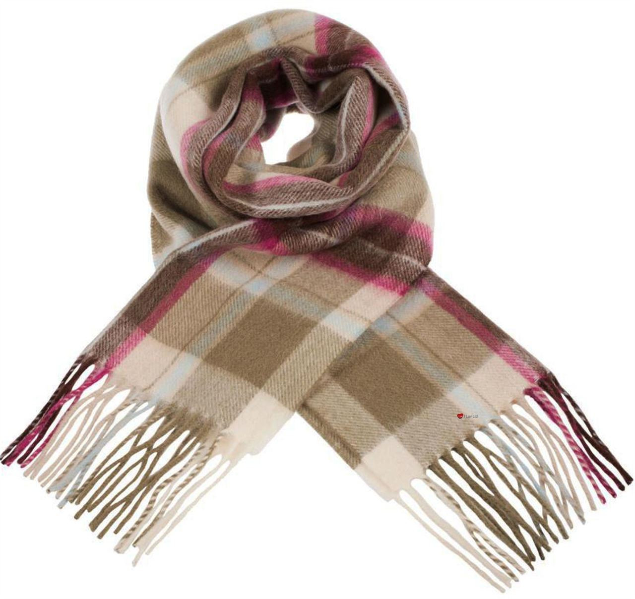 Unisex Lambswool Scarf In Vivienne Green Tartan Design 30cm Wide