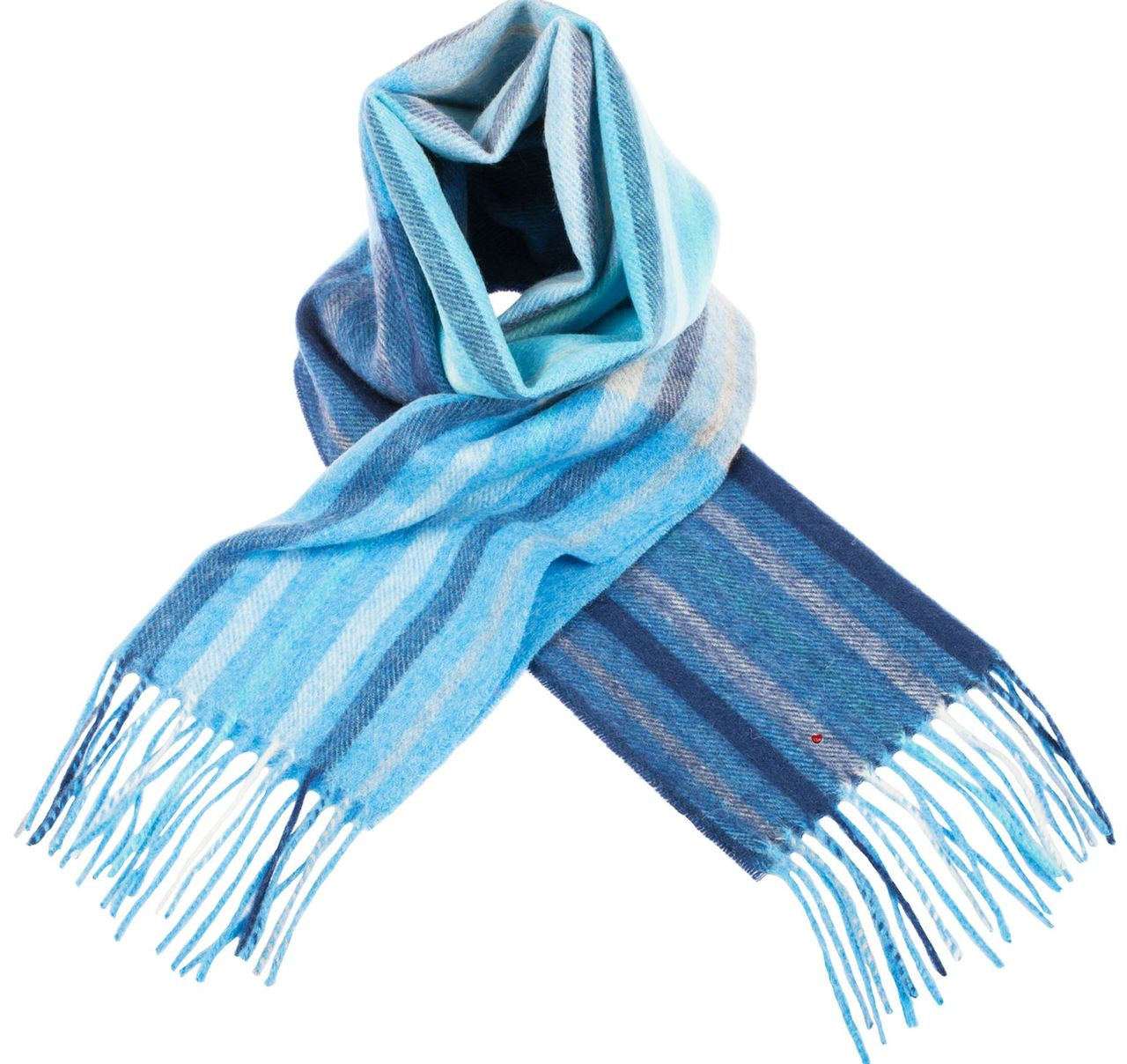 Unisex Lambswool Scarf in Barcode Check Aqua Blue Design 30cm Wide