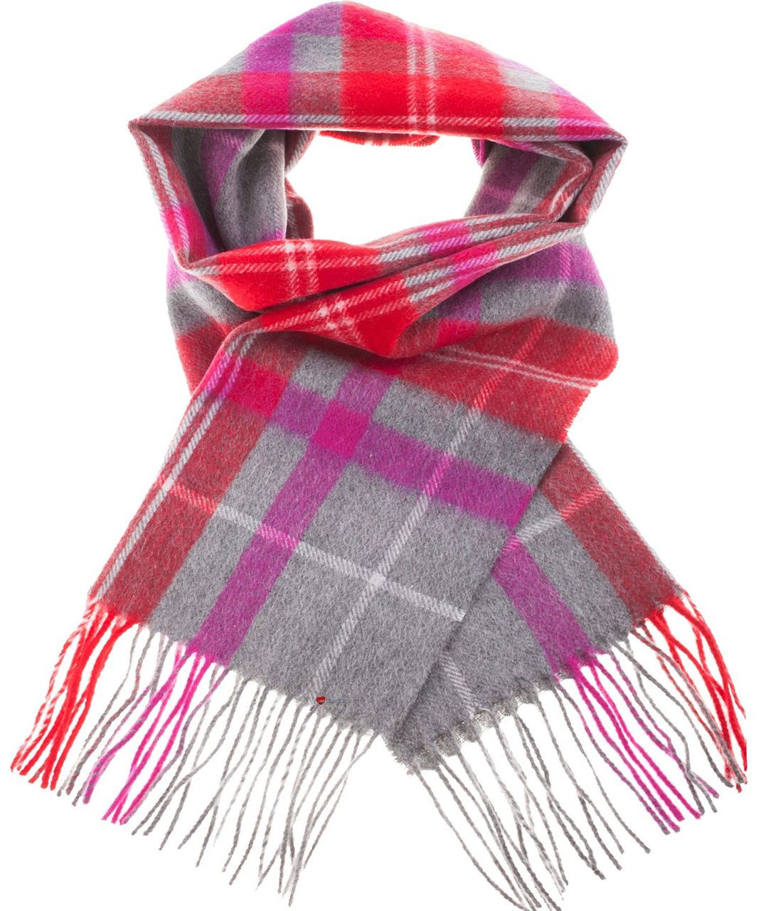 Scarf 100% Lambswool Edinburgh Brand 1436 in Tweed Tartan Bright Red-Grey Check