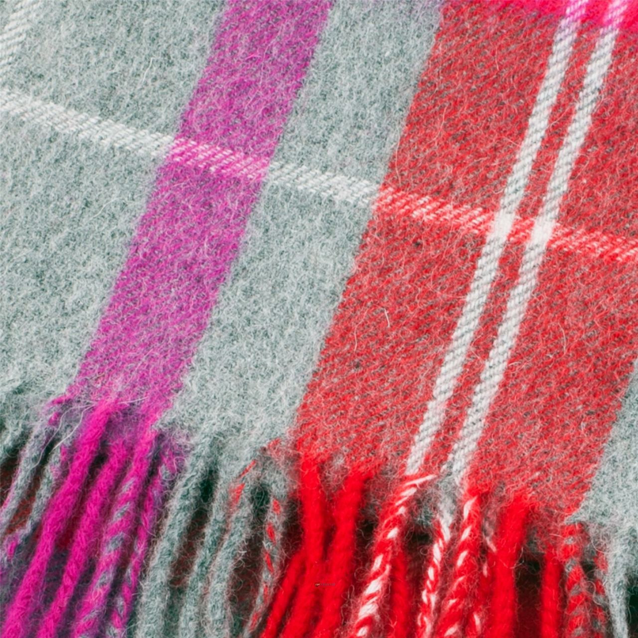 Scarf 100% Lambswool Edinburgh Brand 1436 in Tweed Tartan Bright Red-Grey Check