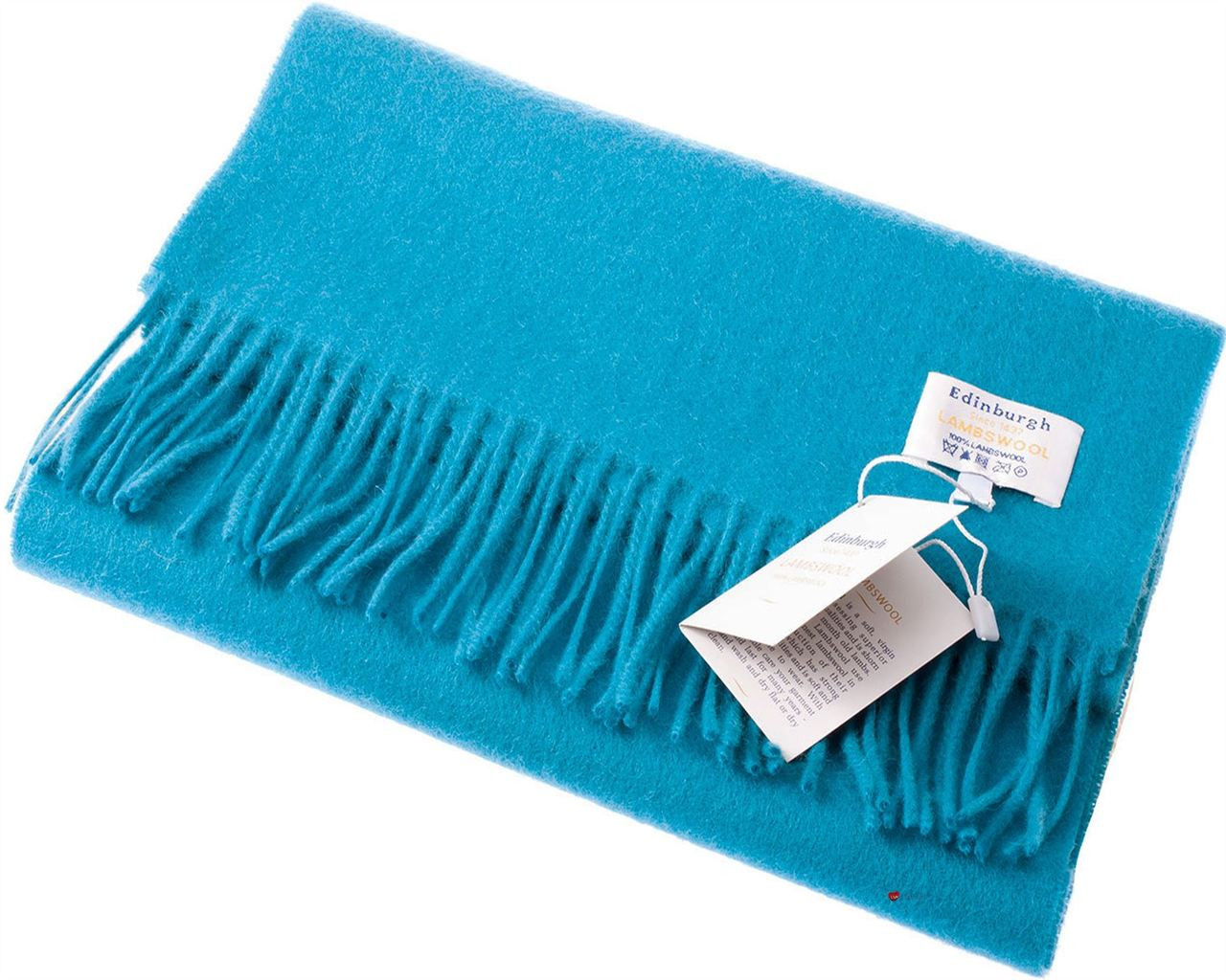 Unisex Lambswool Scarf In Turquoise Tartan Design 30cm Wide