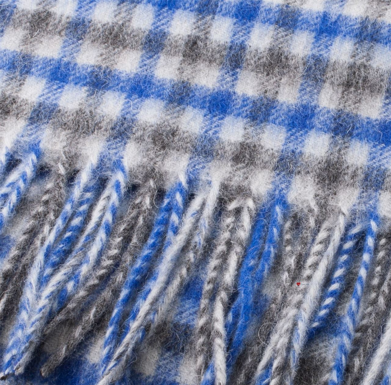 Unisex Lambswool Scarf in Aqua Blue Tartan Design 30cm Wide