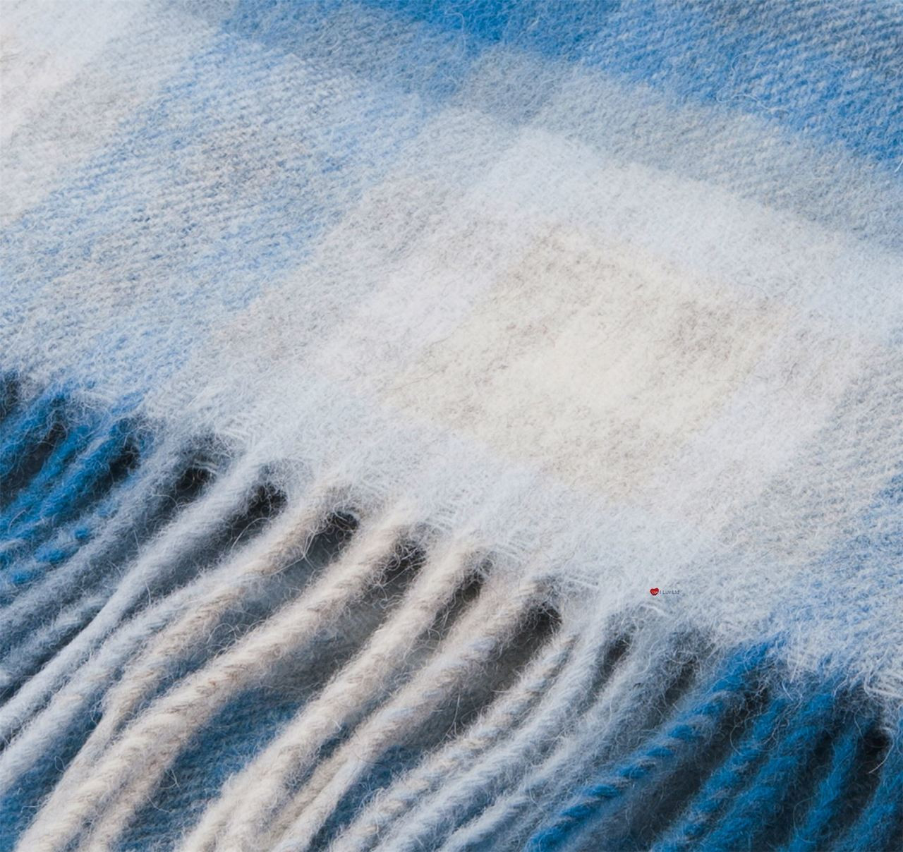 Unisex Lambswool Scarf In Off White Sapphire Double Check Design 30cm Wide
