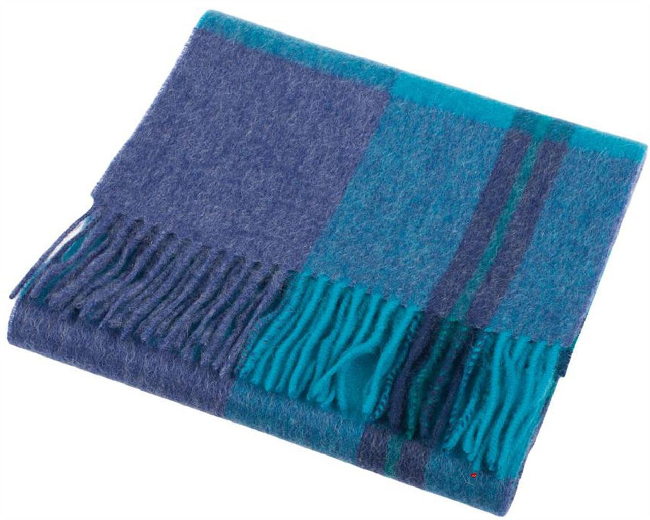 Unisex Lambswool Scarf In Elle Check Bright Blue Design 30cm Wide
