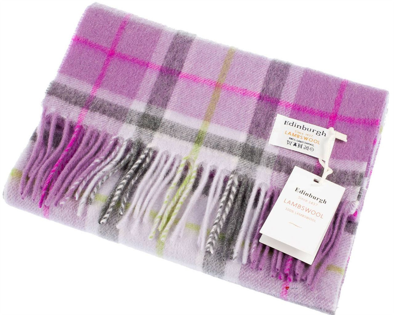 Unisex Lambswool Scarf In Light Purple Check Design 30cm Wide
