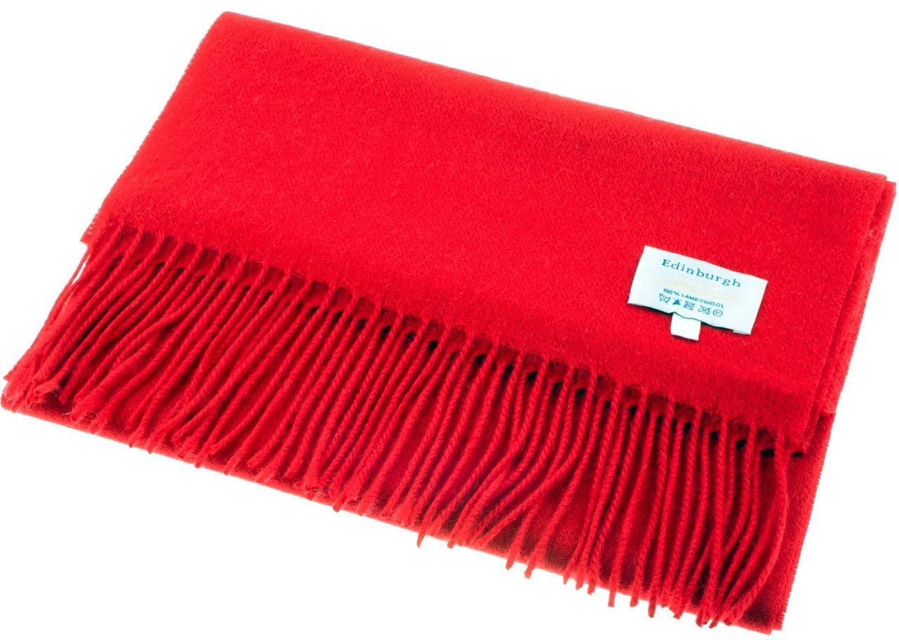 Scarf 100% Lambswool Edinburgh Brand 1436 in Plain Red