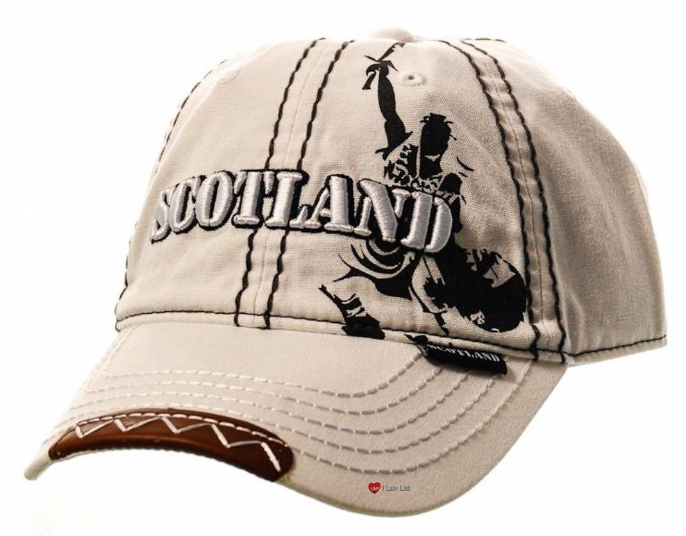 Adjustable One Size Baseball Cap Scotland William Wallace Design White
