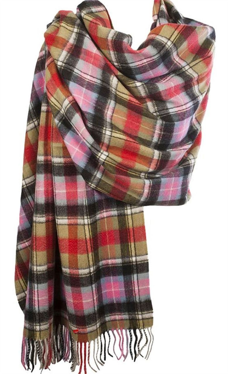 Cashmere Stole In Bruce Of Kinnaird Tartan Design 71cm Wide