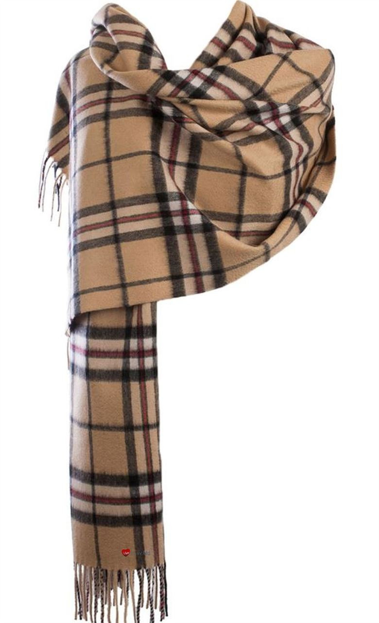 Cashmere Stole In Thomson Camel Tartan Design 71cm Wide