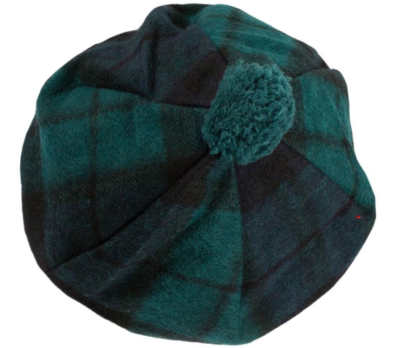 Lambswool Scottish Tammy Hat In Black Watch Tartan Design