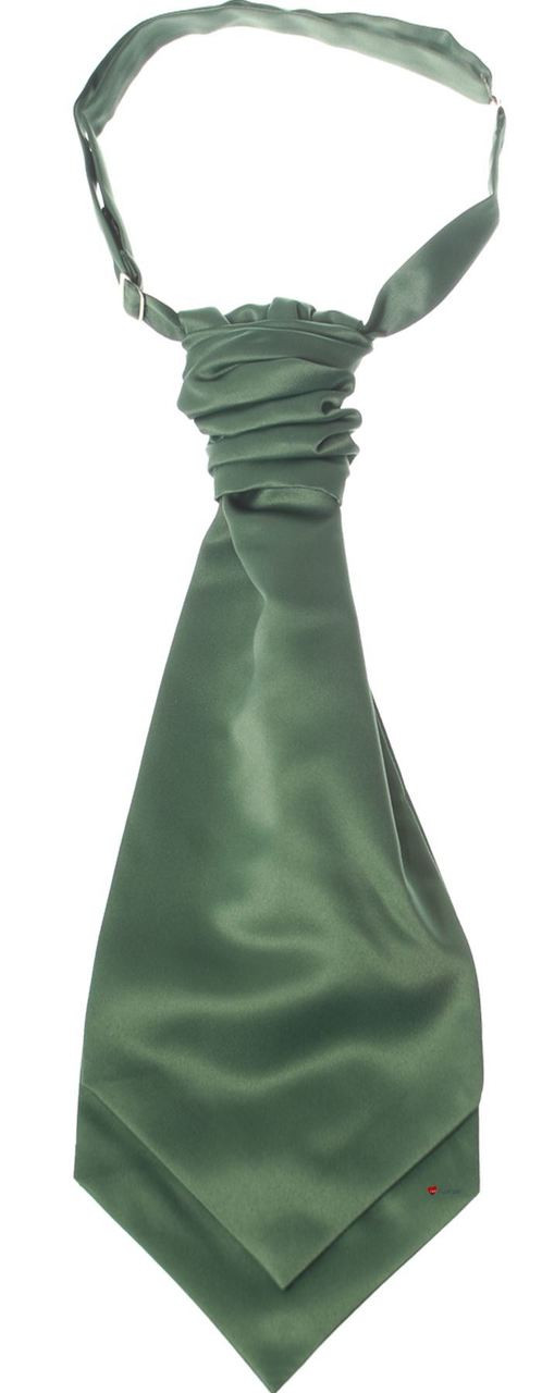 Gents Traditional Scottish Ruche Cravat Satin Tie Wedding Groom Leaf Green