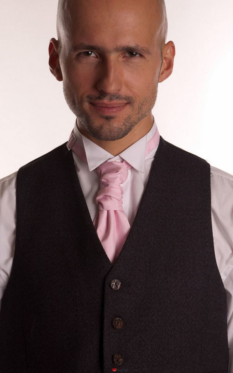 Gents Traditional Scottish Ruche Cravat Satin Tie Wedding Groom Leaf Green