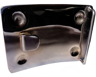 Double Thistle Style Scottish Kilt Belt Buckle In Black Enamel Chrome Finish