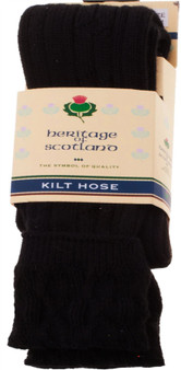 Mens Kilt Hose Socks 10 Percent Wool Plain Black UK 7-11