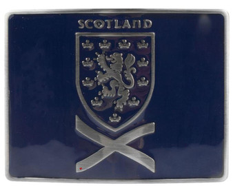 Scottish Kilt Belt Buckle In Blue Rampant Lion And Saltire Design