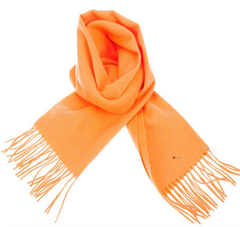 Unisex Lambswool Scarf In Orange SSG Tartan Design 30cm Wide