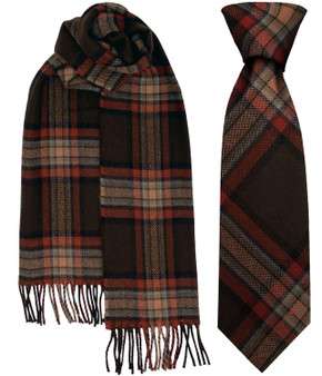 Mens Tie & Scarf Gift Set Irish County Down Tartan Plaid