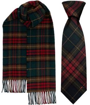 Mens Tie & Scarf Gift Set Irish County Caven Tartan Plaid