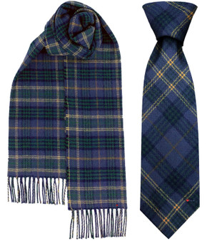 Mens Tie & Scarf Gift Set Irish County Fermanagh Tartan Plaid