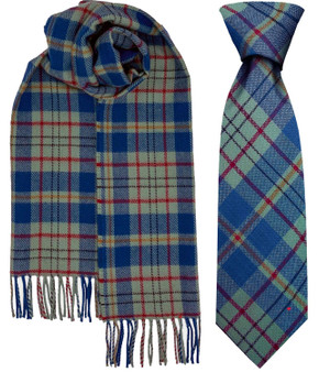 Mens Tie & Scarf Gift Set Irish County Kildare Tartan Plaid