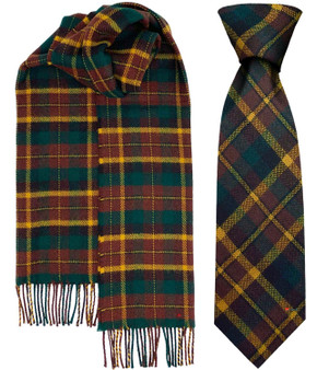 Mens Tie & Scarf Gift Set Irish County Monaghan Tartan Plaid