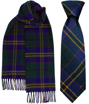 Mens Tie & Scarf Gift Set Irish County Kilkenny Tartan Plaid
