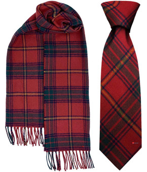 Mens Tie & Scarf Gift Set Irish County Galway Tartan Plaid