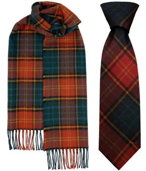 Mens Tie & Scarf Gift Set Irish County Roscommon Tartan Plaid