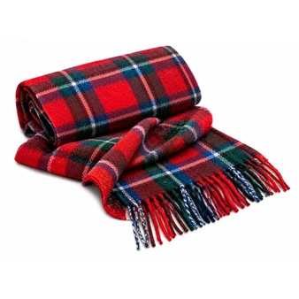 Luxury 100% Cashmere Scottish Clan Scarf Sinclair Red Modern