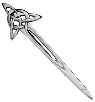 Kilt Pin Sterling Silver Styled Dagger Celtic Knotted Trefoil 90mm