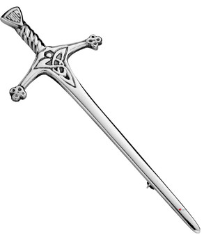 Kilt Pin Sterling Silver Styled Roderick Dhu Sword Celtic Style 100mm