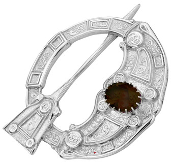 Pennanular Brooch Sterling Silver Hunterston Style Smokey Quartz 60mm