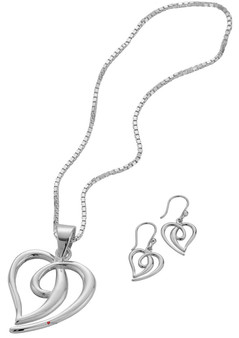 Set Pendant Earrings Set Sterling Silver Hearts Celtic Swirl Style