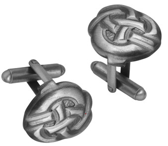 Cufflinks Plated Antique Silver Finish Featuring Celtic Knot Design