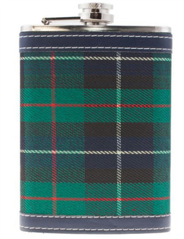 9 oz Hip Flask With Scottish MacKenzie Tartan Design Stainless Steel