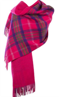 Lambswool Double Faced Stole In Taransay-Pink Tartan Design 73 cm Wide