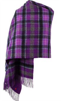 Lambswool Double Faced Stole In Bruce-Purple Grey Tartan Design 73 cm Wide