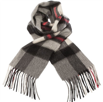 Lyle & Scott Unisex Cashmere Scarf In Exploded Thomson Grey Tartan Design 25.5 cm Wide