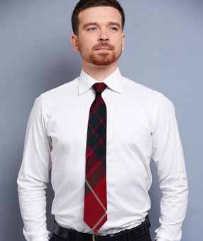 Clan Tie Fraser Red Modern Tartan Pure Wool Scottish Handmade Necktie