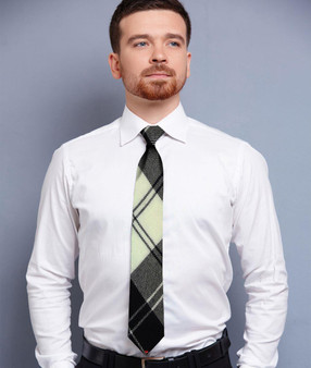 Mens Neck Tie Erskine Black and White Tartan Lightweight Scottish Clan Tie