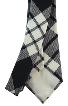Mens Neck Tie MacFarlane Black and White Modern Tartan Lightweight Scottish Clan Tie