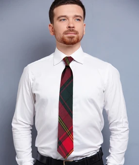 Mens Neck Tie Ulster Red Irish Tartan Lightweight Scottish Clan Tie
