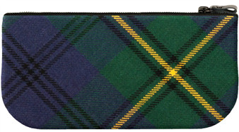 Small Leather and Wool Cosmetic Makeup Bag With Johnstone Tartan for Phone
