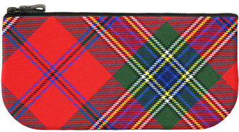 Small Leather and Wool Cosmetic Makeup Bag With MacLean Dress for Phone and Card