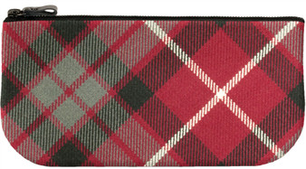 Small Leather and Wool Cosmetic Makeup Bag With Fraser Red Tartan for Phone
