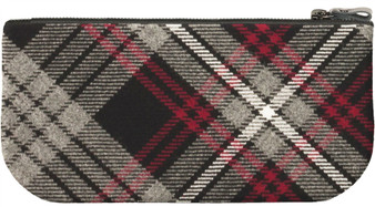 Small Leather and Wool Cosmetic Makeup Bag With Auld Lang Syne Tartan