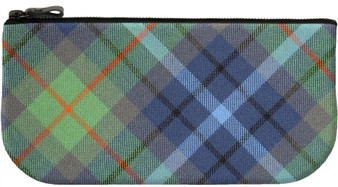 Small Leather and Wool Cosmetic Makeup Bag With New York City Tartan for Phone