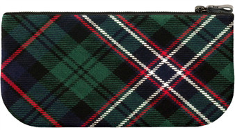 Small Leather and Wool Cosmetic Makeup Bag With Scotland National Tartan